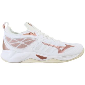Mizuno Wave Dimension Womens White Volleyball Shoes - White & Rose Gold - Size UK 7.5
