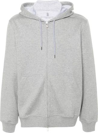 Brunello Cucinelli Brunello Cucinelli, Zip-throughs, male, Gray, Size: 3XL Gray Hooded Sweater with Zipper