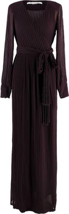 Diane Von F&uuml;rstenberg Diane Von Furstenberg Burgundy Pleated Wrap Maxi Dress Size XS