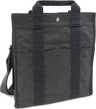 Herm&egrave;s Gray Canvas Backpack (Pre-Owned)