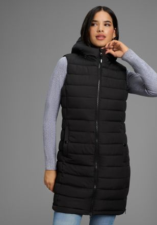 Kangaroos Longweste KANGAROOS, Damen, Gr. 32, schwarz, Web, Obermaterial: 100% Polyester. Futter: 100% Polyester. Wattierung: 100% Polyester, unifarben, bequem 