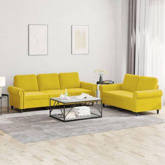 vidaXL Vidaxl - Juego De Sof&aacute;s Con Cojines 2 Piezas Terciopelo Amarillo
