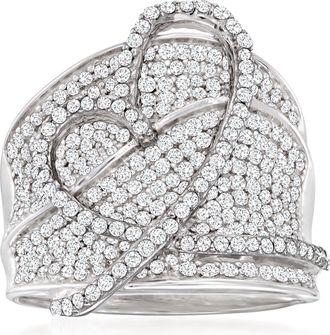 Ross-Simons Diamond Heart Ring in Sterling Silver