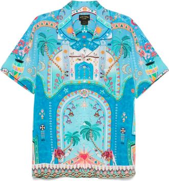 Camilla Camicia a maniche corte con collo ampio - Blu