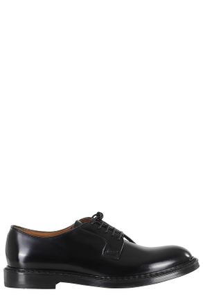 Doucal's Black Almond-Toe Leather Derby Loafers