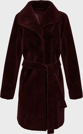 Gorski Textured Lamb Shearling Reversible Stroller Coat With Belt