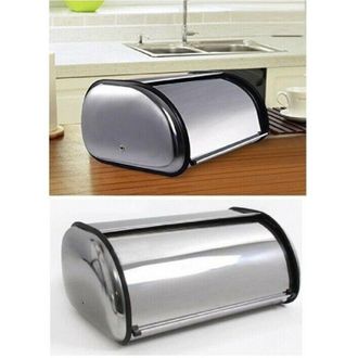 Trade Shop Trade Shop - Portapane Pane Crock Design Moderno Grande Rotolo Top Contenitore Acciaio