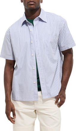 Alex Mill Franklin Short Sleeve Stripe Cotton Button-Up Shirt in Blue at Nordstrom, Size Xx-Large