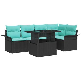vidaXL Conjunto De Sof&aacute; De Jard&iacute;n 6 Uds. Negro Vidaxl