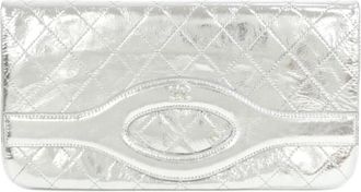 Chanel Metallic Silver Leather Pouch (Pre-Owned)