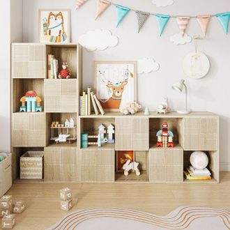 OEM Biblioteca, Estanter&iacute;a De 4 Niveles, Mueble De Almacenamiento, Con 4 Armarios En La Parte Inferior, 60x30x125 Cm, Para Sala De Estar, Comedor, Madera