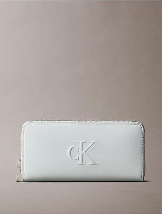 Calvin Klein Womens Sculpted Impression Zip Wallet - Green