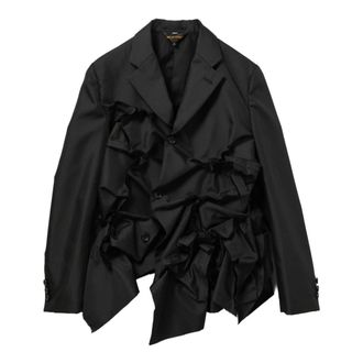 Comme Des Gar&ccedil;ons Ruffled Notched-Lapels Jacket - female - Comme des Gar&ccedil;ons - Blazers - Black - M - Jackets