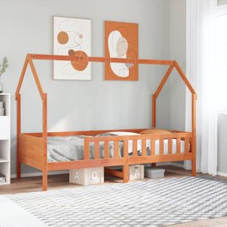 vidaXL Vidaxl - Cama Con Forma De Casa De Ni&ntilde;os Madera Maciza Marr&oacute;n 90x190 Cm