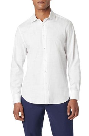 Bugatchi Axel Geo Print Stretch Button-Up Shirt in White at Nordstrom, Size Xxx-Large