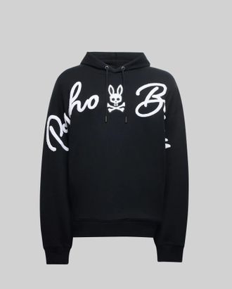 Psycho Bunny Mens Tate Chenille Hoodie 001 BLACK / XS