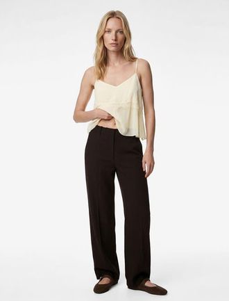 Koton Lace Detail Layered Chiffon Camisole in Yellow at Nordstrom, Size 10