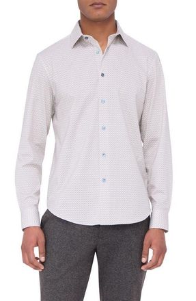Bugatchi James OoohCotton Geo Print Button-Up Shirt in Dijon at Nordstrom, Size Xxx-Large