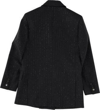 Max Mara Rhinestone-Trimmed Double-Breasted Virgin Wool Jacket - Black