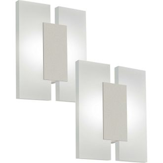 Loops 2 PACK Wall Light Colour Satin Nickel Shade Satined Plastic LED 2x4.5W Included in Metallics