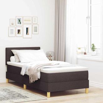 vidaXL Cama Tipo Box Spring Con Colch&oacute;n Marr&oacute;n Oscuro 90 X 190 Cm Tela Vidaxl