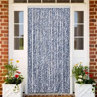 vidaXL Vidaxl - Cortina Antimoscas Chenilla Azul Y Blanco 100x200 Cm