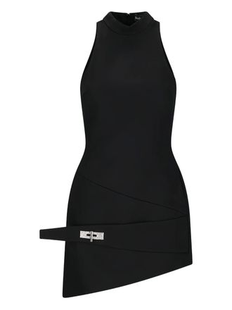 DAVID KOMA asymmetric halterneck mini dress - women - Fabric - 6 - Black