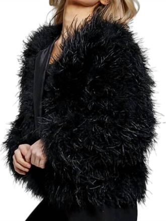 Jovani Ostrich Feather Jacket In Black