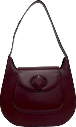 Cartier Wine Red Leather Shoulder Bag Tote Bag (Pre-Owned)