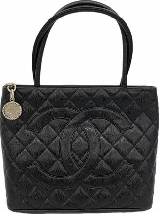 Chanel Black Grained Calfskin Tote Bag (Pre-Owned)