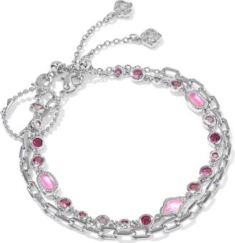 Kendra Scott Womens Mini Elisa Abbie Set Of 2 Delicate Chain Bracelets In Silver