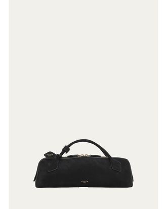 Alaia Teckel Top-Handle Bag in Suede and Leather