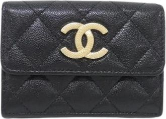 Chanel Pre-owned Wallets, female, Black, Size: ONE SIZE Pre-owned Tri-fold Wallet