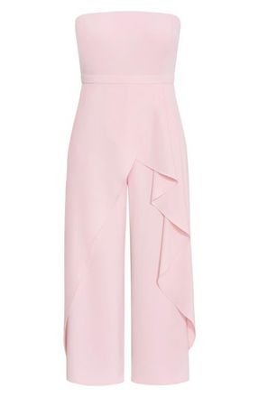 City Chic Attract Strapless Jumpsuit in Heavenly Pink at Nordstrom, Size Xxxs
