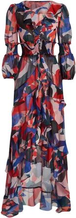 PatBo Kleurrijke Print Maxi Jurk - Dames - Maxi kleedjes - Veelkleurig - L - Polyester - Kleedjes