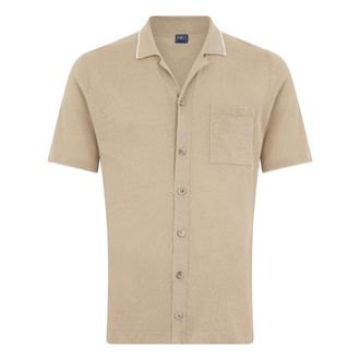Fedeli Short Sleeve Shirts, male, Beige, Size: L Short-sleeved Shirt