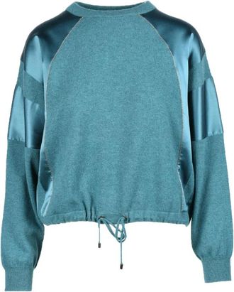 Brunello Cucinelli Rondgebreide Pullover - Dames - Ronde hals truien - Groen - S - Truien & Vesten