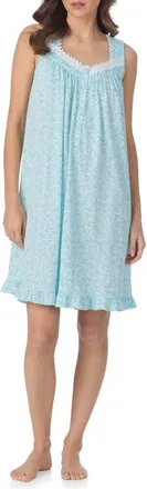 Eileen West Cotton Short Nightgown in Aqua Print at Nordstrom, Size X-Small