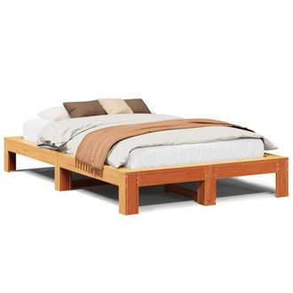 Berkfield Home Bed Frame Frame Wax Brown 120x190 cm Small Double Solid Wood Pine