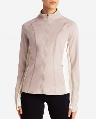 Danskin Full-Zip Colorblocked Yoga Jacket In Atmosphere/birch