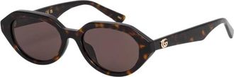 Gucci Geometrische Zonnebril - Dames - Accessoires - Bruin - Maat: 53 MM Nylon