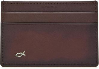 Paul Smith Embroidered Leather Card Holder - Brown - One Size