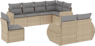 vidaXL Vidaxl - Juego De Sof&aacute;s De Jard&iacute;n Con Cojines Beige 8 Pzas Rat&aacute;n Pe