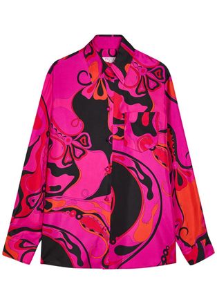 Pucci Printed Silk Shirt - Pink - S (UK8-10 / S)