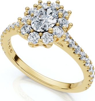 Pompeii3 1Ct TW Oval Halo Diamond Engagement Ring 14k Gold or Platinum Lab Grown