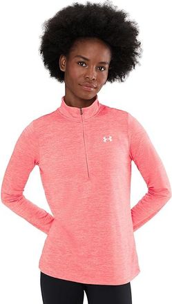 Under Armour Tech 1/4 Zip Twist Womens Clothing Bittersweet Pink/White : LG (US 12-14), Polyester