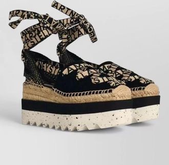 Stella McCartney gaia platform logo canvas espadrilles