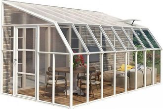 Palram Lean To Greenhouse Sun Room Clear 8 x 16 - L508 x W257 x H266 cm in White
