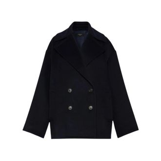 Max Mara Wkdalpe Jas - Dames - Mantel - Blauw - 2XS - Wol - Jassen