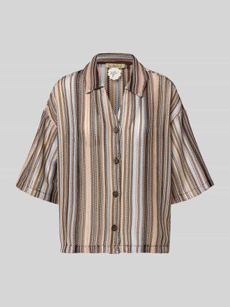 Smith & Soul Boxy Fit Bluse mit V-Ausschnitt in Mittelbraun, Gr&ouml;&szlig;e XL